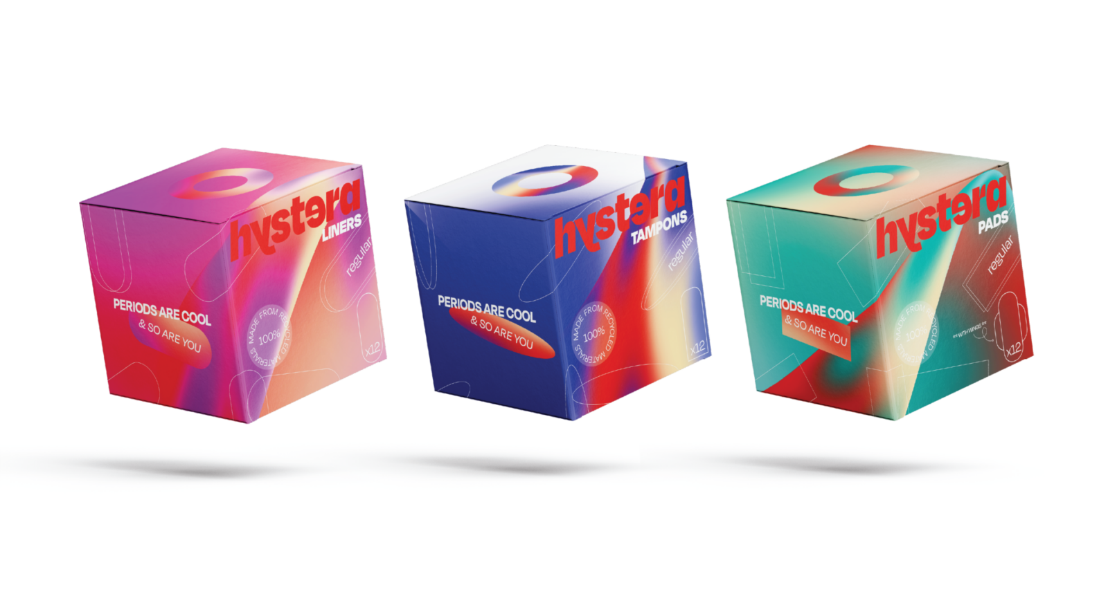 Hystera packaging: Liners, tampons and pads